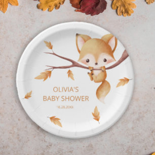 Woodland Autumn Baby Fox Babydusche Pappteller