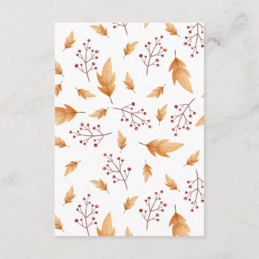 Woodland Autumn Baby Fox wünscht sich ein Baby Begleitkarte (Rückseite)