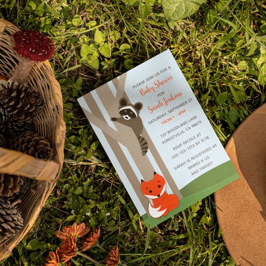 Woodland Babies Große Babydusche Einladung