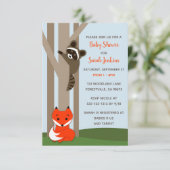 Woodland Babies Kinderdusche Einladung (Stehend Vorderseite)