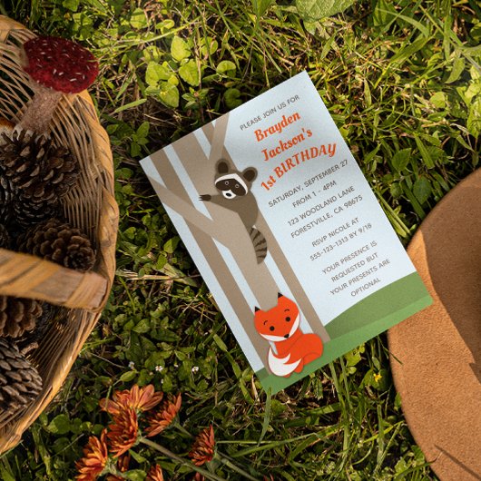 Woodland Babies Kleine Geburtstagseinladung Einladung