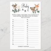 Woodland Baby ABC Duschspielkarte Flyer (Vorne)
