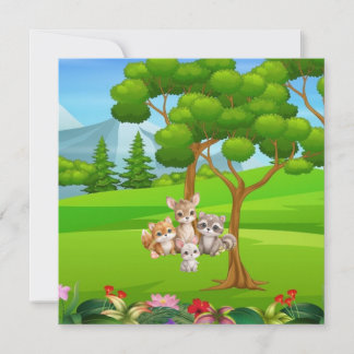 Woodland Baby Animals Baby Bib — Cute Forest Frien Einladung