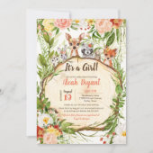 Woodland Baby Animals Forest Girl Baby Dusche Einladung (Vorderseite)