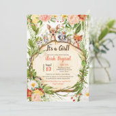 Woodland Baby Animals Forest Girl Baby Dusche Einladung (Stehend Vorderseite)