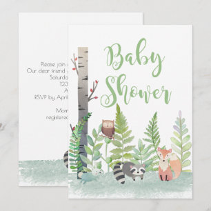 Woodland Baby Animals Greenerity Baby Shower lädt  Einladung