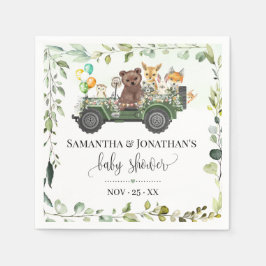 Woodland Baby Animals Greenery Forest Baby Shower Serviette