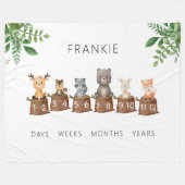 Woodland Baby Animals Milestone Fleecedecke (Vorderseite (Horizontal))