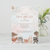 Woodland Baby Animals Whimsical Einladung (Stehend Vorderseite)