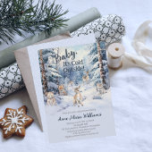 Woodland Baby Animals Winter Boy Baby Dusche Einladung