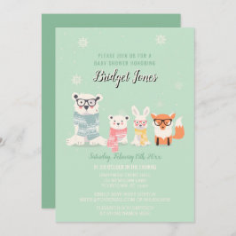 Woodland Baby Animals Winter Forest Baby Shower Einladung