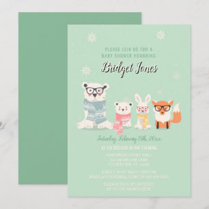 Woodland Baby Animals Winter Forest Baby Shower Einladung