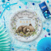 Woodland Baby Bear Baby Shower Paper Plate Pappteller (Party)