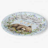 Woodland Baby Bear Baby Shower Paper Plate Pappteller (Schrägansicht)