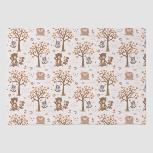 Woodland Baby Bears Squirrels Raccoon Baby Shower Seidenpapier (Vorderseite)