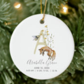 Woodland Baby Birth Stats Foto Monogram A Keramik Ornament