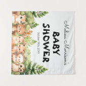 Woodland Baby Boy Dusche Party Fotoshot Wandteppich (Vorderseite (Horizontal))