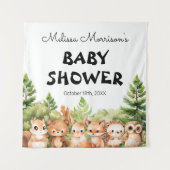 Woodland Baby Boy Dusche Party Fotoshot Wandteppich (Vorderseite)