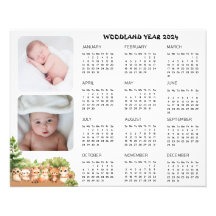 Woodland Baby Boy Foto Calendar Poster