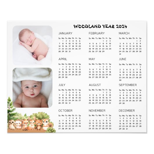 Woodland Baby Boy Foto Calendar Poster (Vorne)