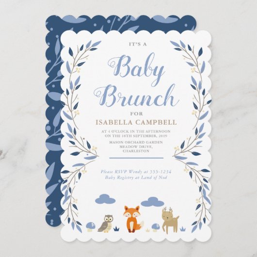 Woodland Baby Brunch Einladung (Vorne/Hinten)
