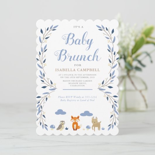 Woodland Baby Brunch Einladung (Stehend Vorderseite)