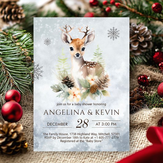 Woodland Baby Deer Animal Baby Dusche Einladung