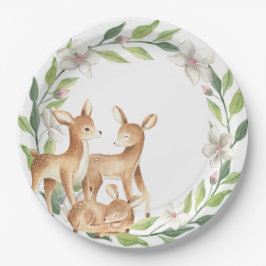 Woodland Baby Deer Baby Shower Paper Plate Pappteller