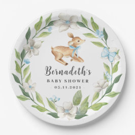 Woodland Baby Deer Baby Shower Paper Plate Pappteller