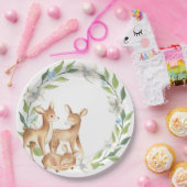 Woodland Baby Deer Baby Shower Paper Plate Pappteller (Party)