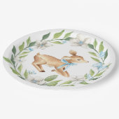 Woodland Baby Deer Baby Shower Paper Plate Pappteller (Schrägansicht)
