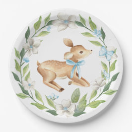 Woodland Baby Deer Baby Shower Paper Plate Pappteller