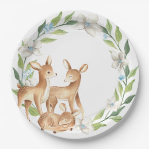 Woodland Baby Deer Baby Shower Plakat Pappteller