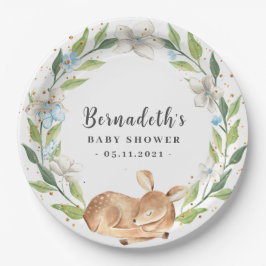 Woodland Baby Deer Baby Shower Plakat Pappteller