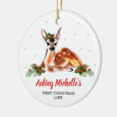 Woodland Baby Dei Personalisiert Erste Weihnachtsf Keramik Ornament (Links)