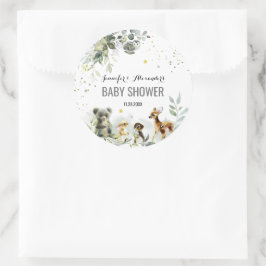 Woodland Baby Dusche Aquarellaufkleber Runder Aufkleber