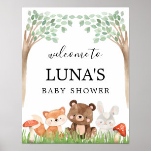 Woodland Baby Dusche Begrüßungszeichen Poster