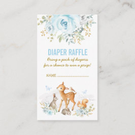 Woodland Baby Dusche Blue Floral Diaper Raffles Begleitkarte