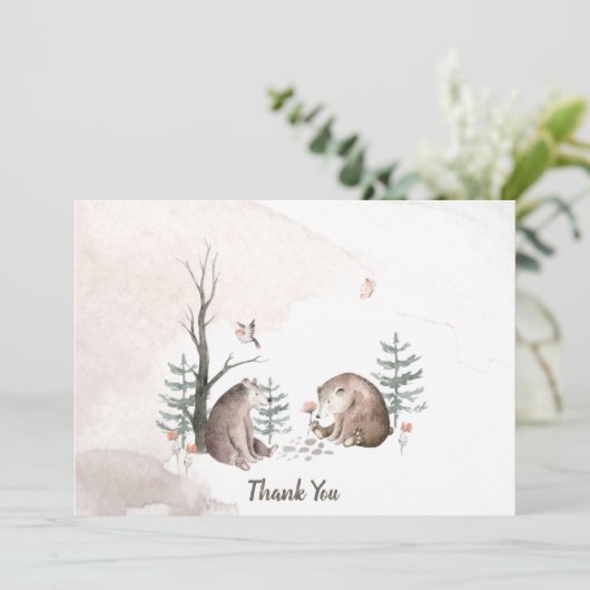 Woodland Baby Dusche Danke Karte (Stehend Vorderseite)