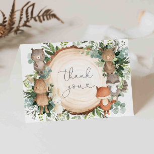 Woodland Baby Dusche Danke Karte