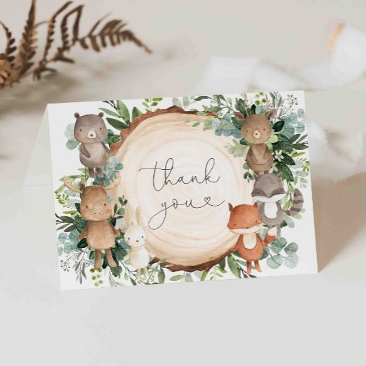 Woodland Baby Dusche Danke Karte