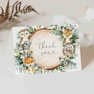 Woodland Baby Dusche Danke Karte