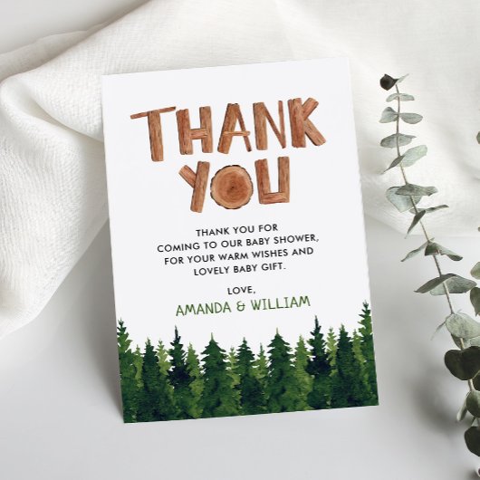 Woodland Baby Dusche Danke Karte