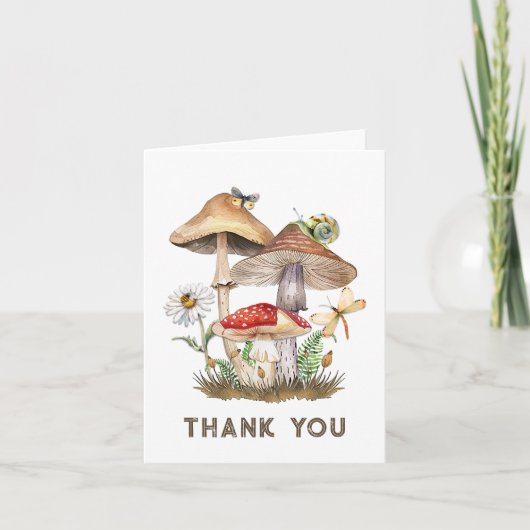 Woodland Baby Dusche Danke Karte | Pilze & (Vorderseite)