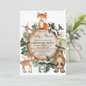 Woodland Baby Dusche Einladung (Stehend Vorderseite)