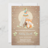 Woodland Baby Dusche Einladung Fox Teepee Pow wow (Vorderseite)