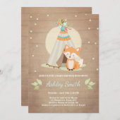 Woodland Baby Dusche Einladung Fox Teepee Pow wow (Vorne/Hinten)