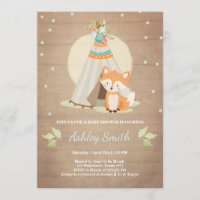 Woodland Baby Dusche Einladung Fox Teepee Pow wow