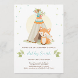 Woodland Baby Dusche Einladung Fox Teepee Pow wow