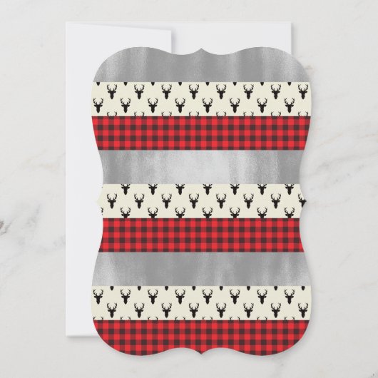 Woodland Baby Dusche Einladung, rot, schwarz, Kari Einladung (Rückseite)